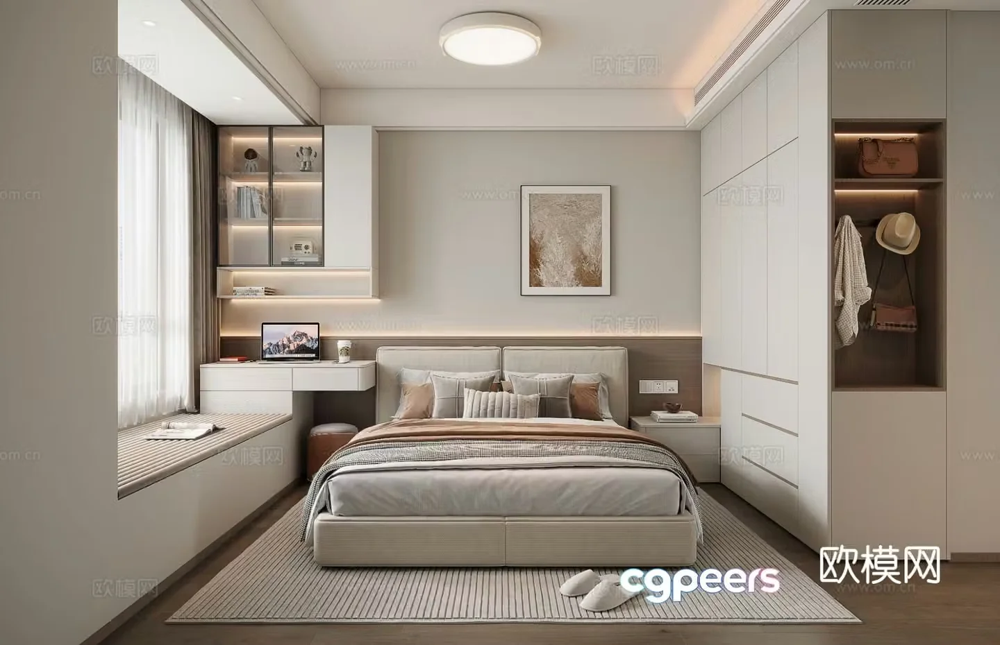 Modern minimalist bedroom desk 3d model