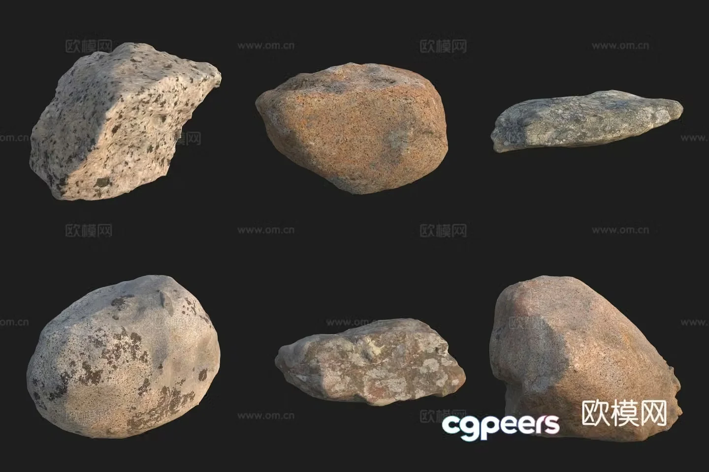 Granite rock stone stone 3d model