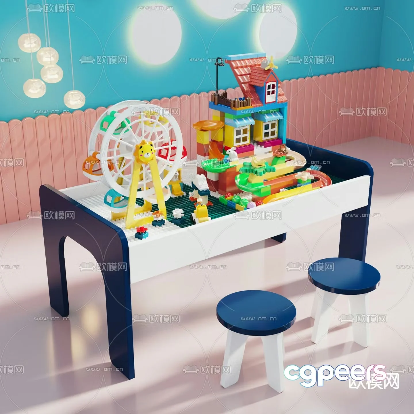 Building block table children’s toys 3d model