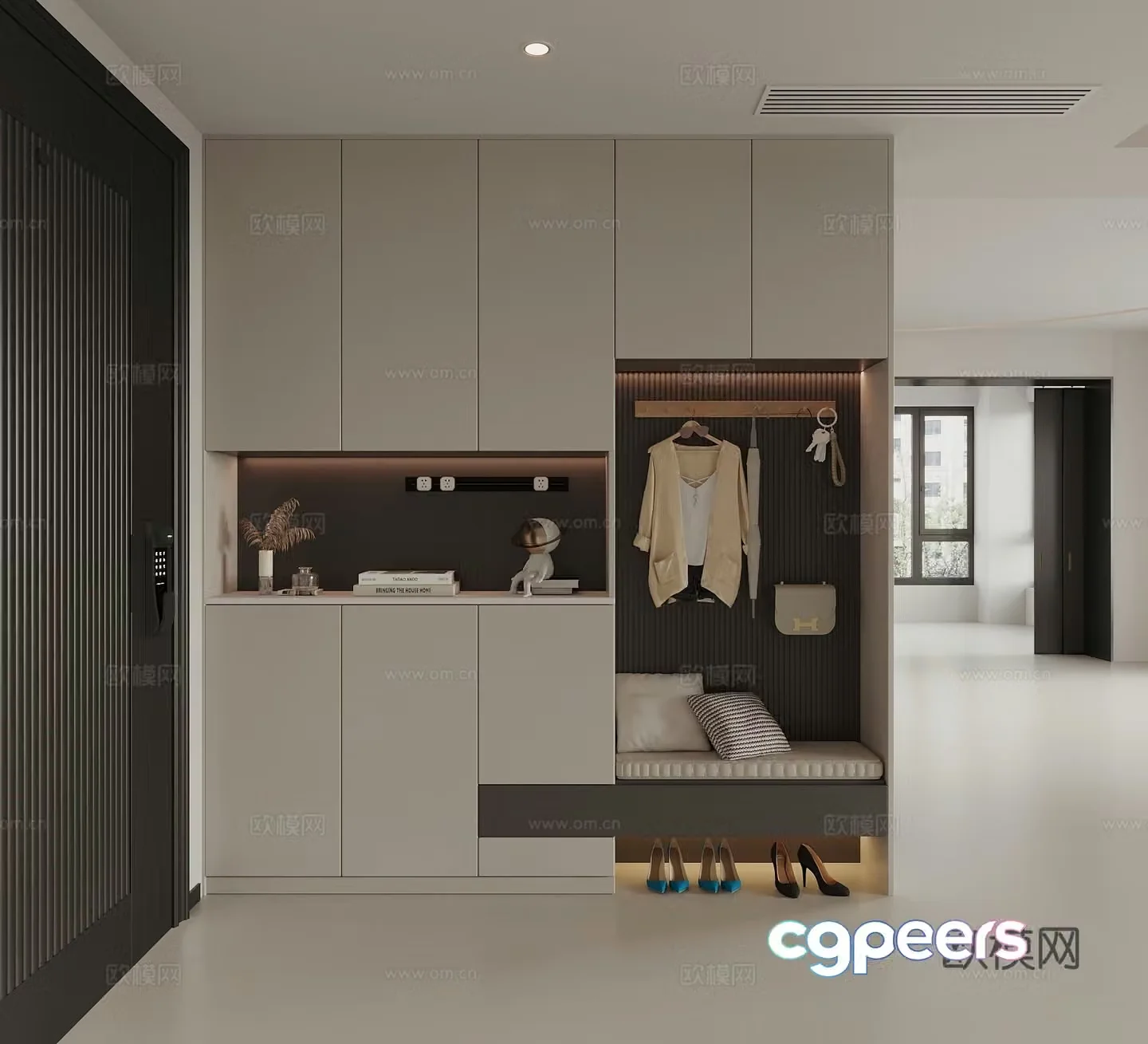 Modern door entrance shoe cabinet 3D model