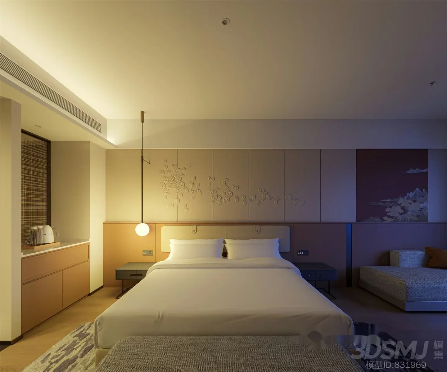 Cozy Bedroom 3D Model – 6944 – VRAY Render