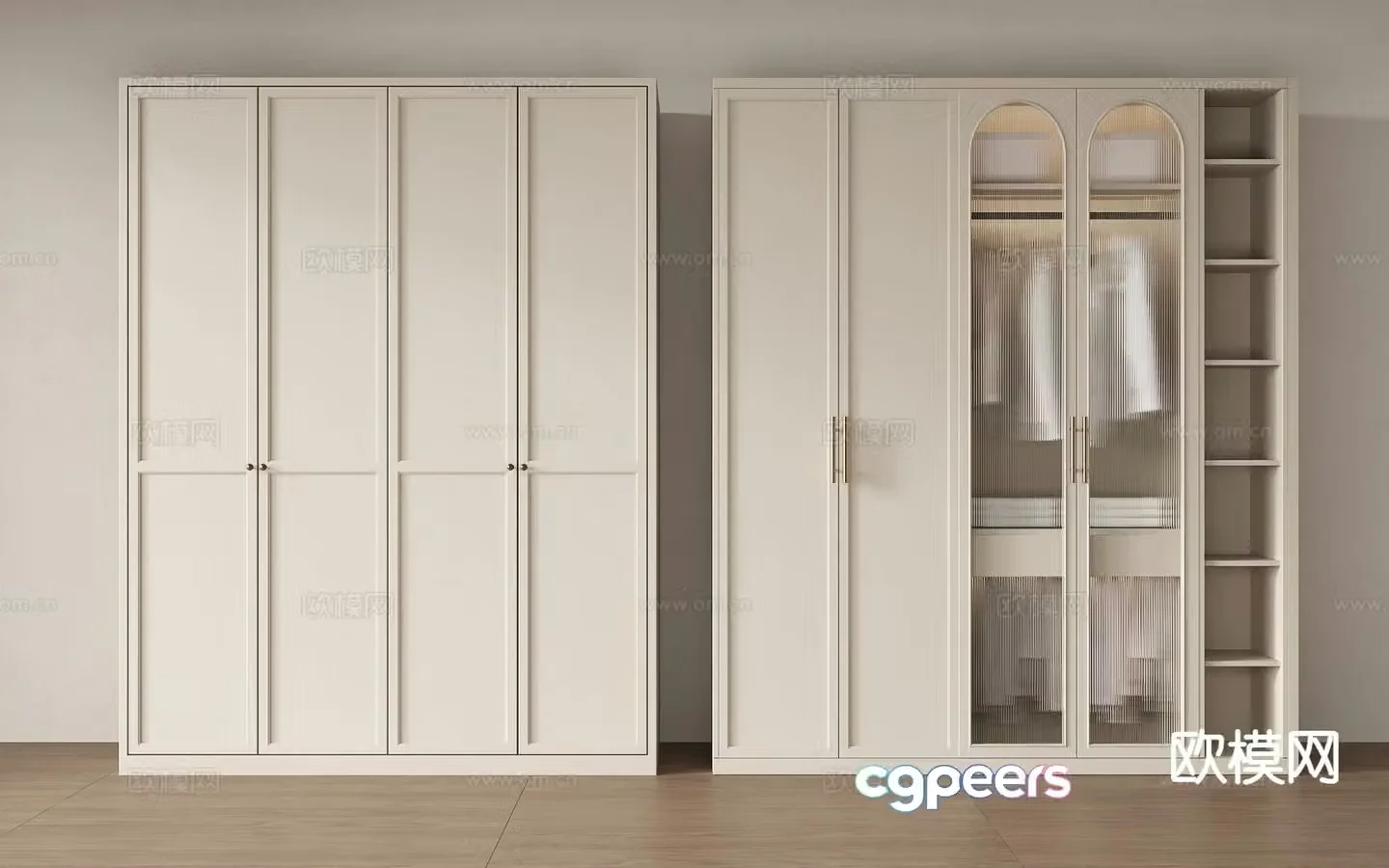 French wardrobe swing door wardrobe Changhong glass wardrobe 3D model