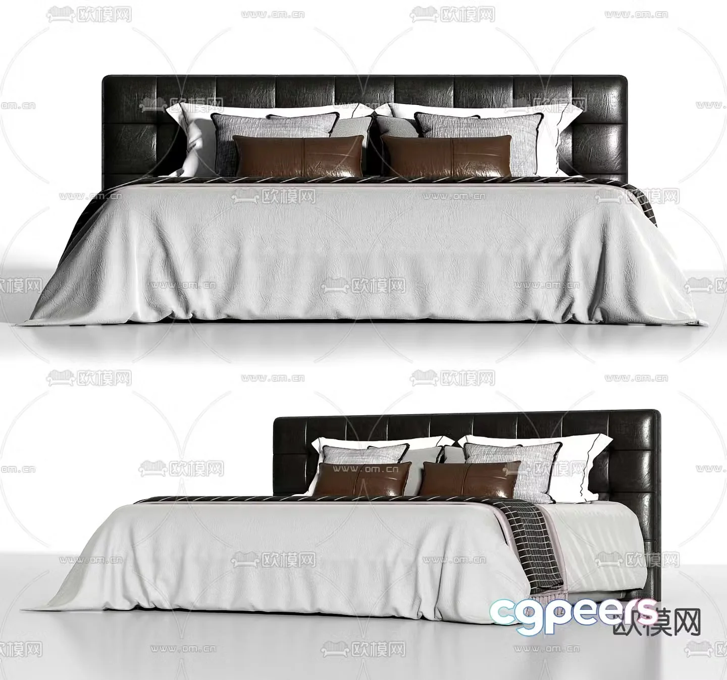 Italian double bed 3d model