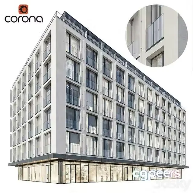 3ds Max Free – Modern residential building 05 night