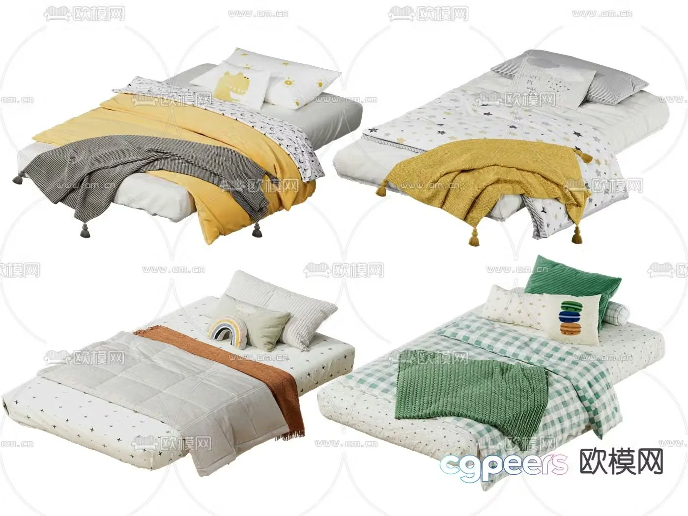 Modern children’s bed single bed 3d model