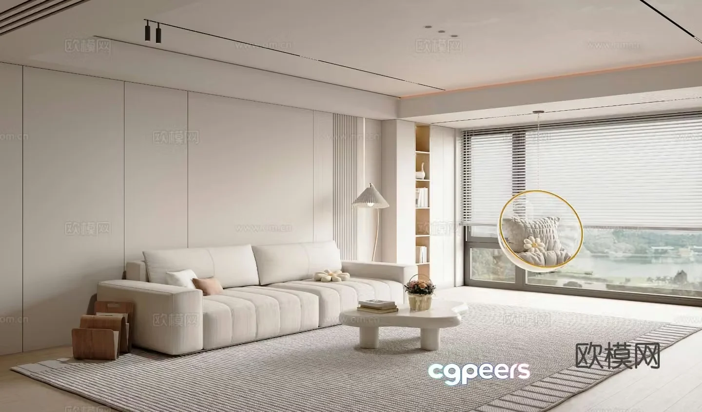 Cream style living room 3d model