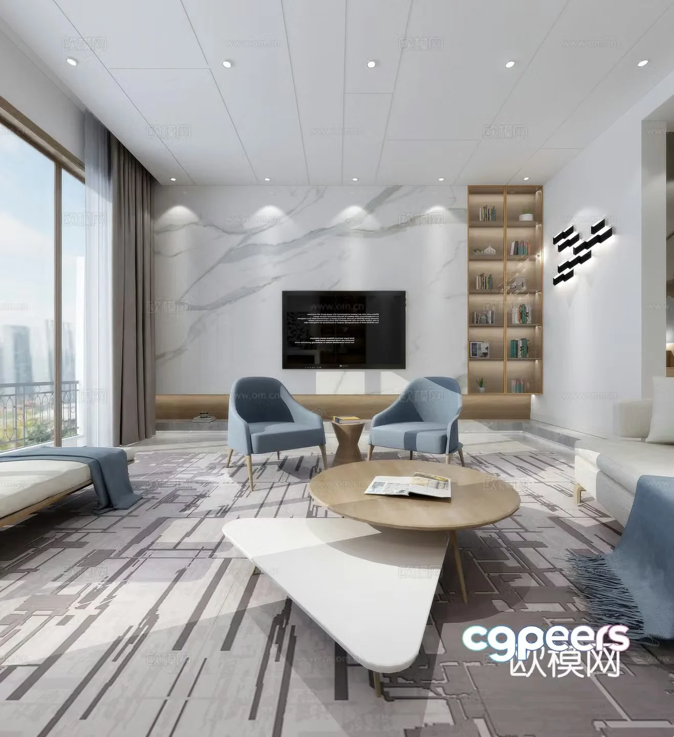 Modern living room dining aisle sofa dining table 3d model