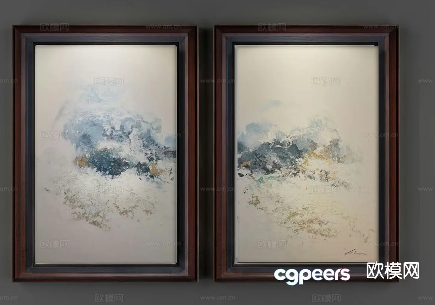 New Chinese style decorative painting oil painting abstract painting 3d model