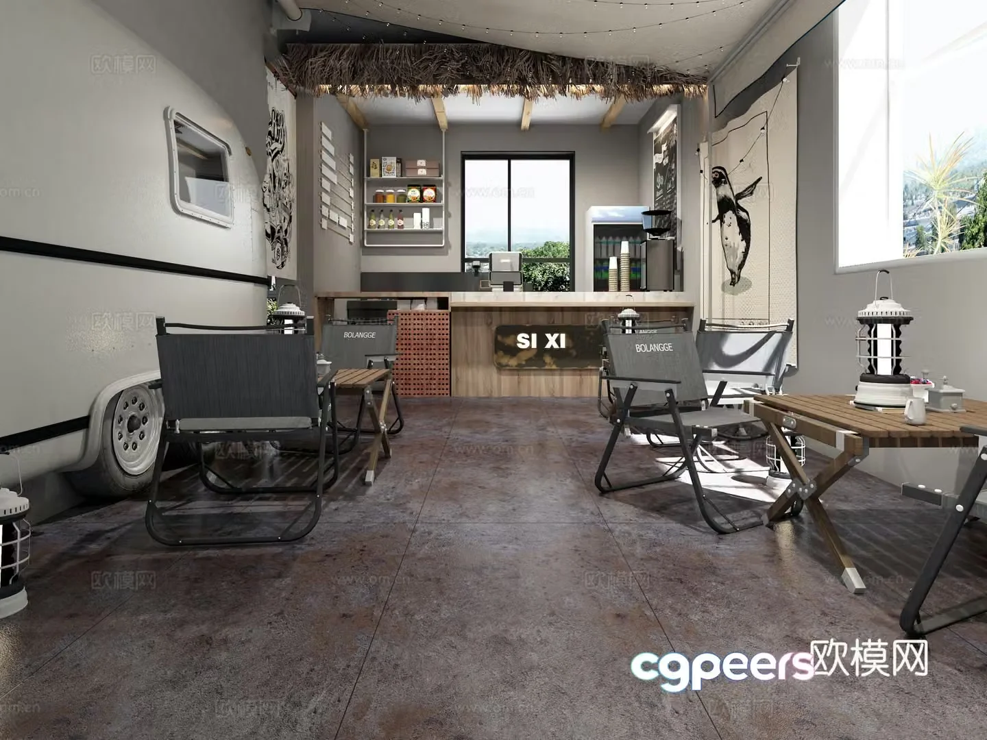 Internet celebrity coffee shop 3d model