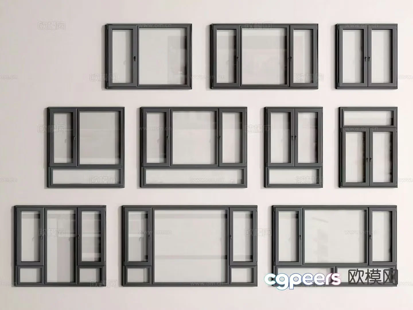Modern windows casement windows floor-to-ceiling windows aluminum broken bridge windows 3D model