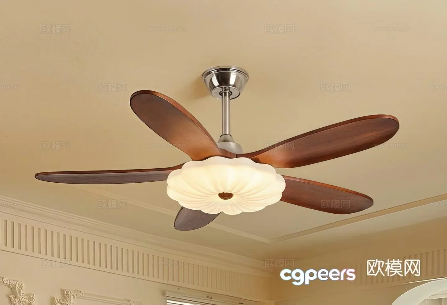 Middle-aged ceiling fan light fan light 3d model