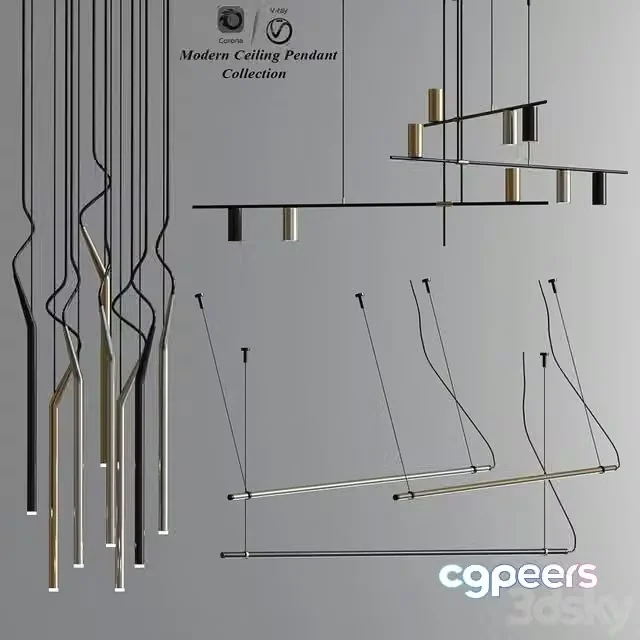 3ds Max Free – Modern Ceiling Pendant And Suspension Collection