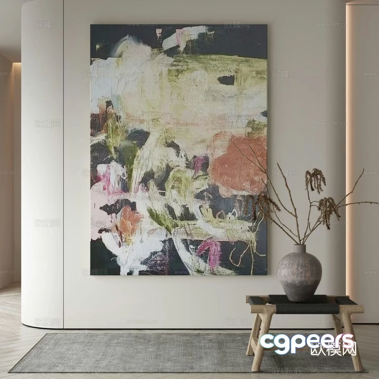 Modern texture painting decorative painting 3d model