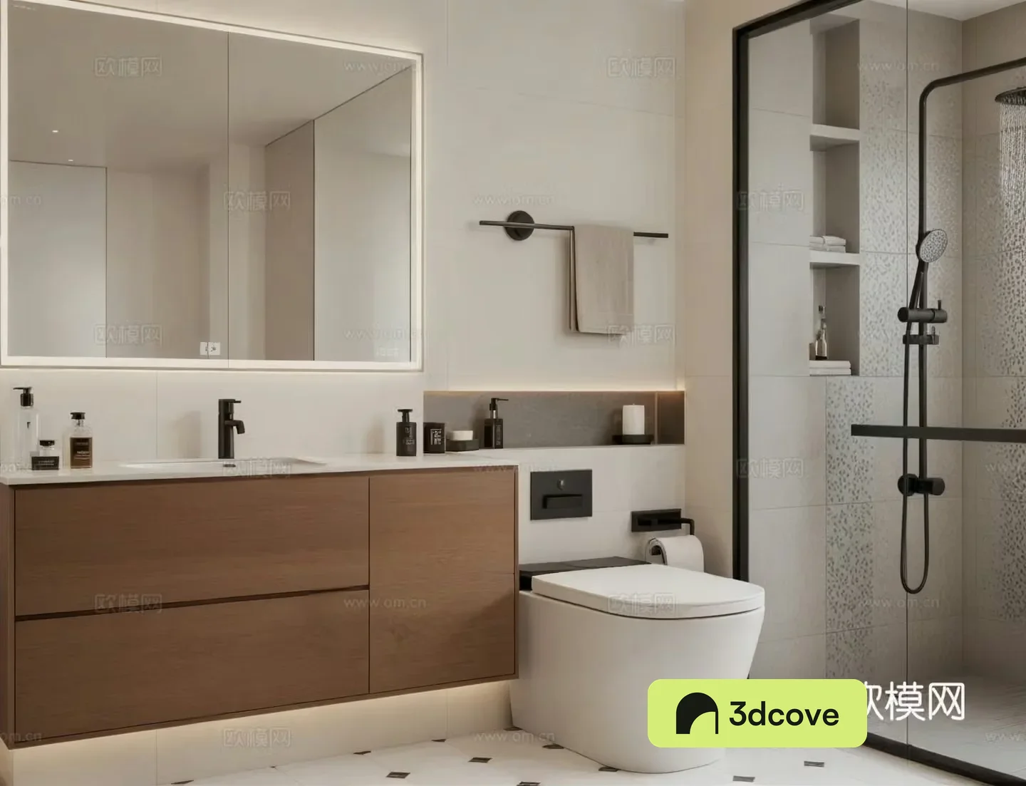 Middle style bathroom 3d model