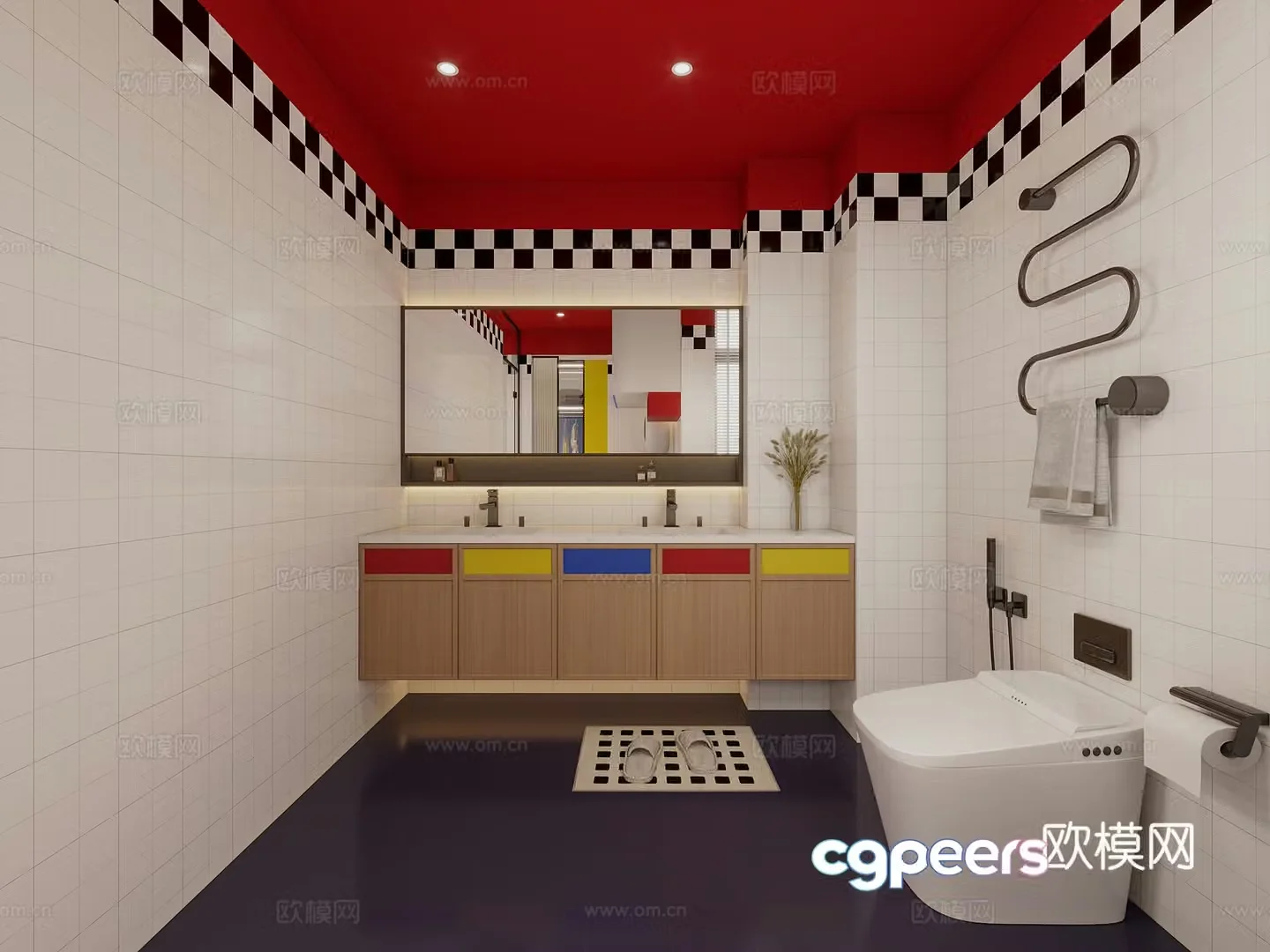 Memphis bathroom 3d model