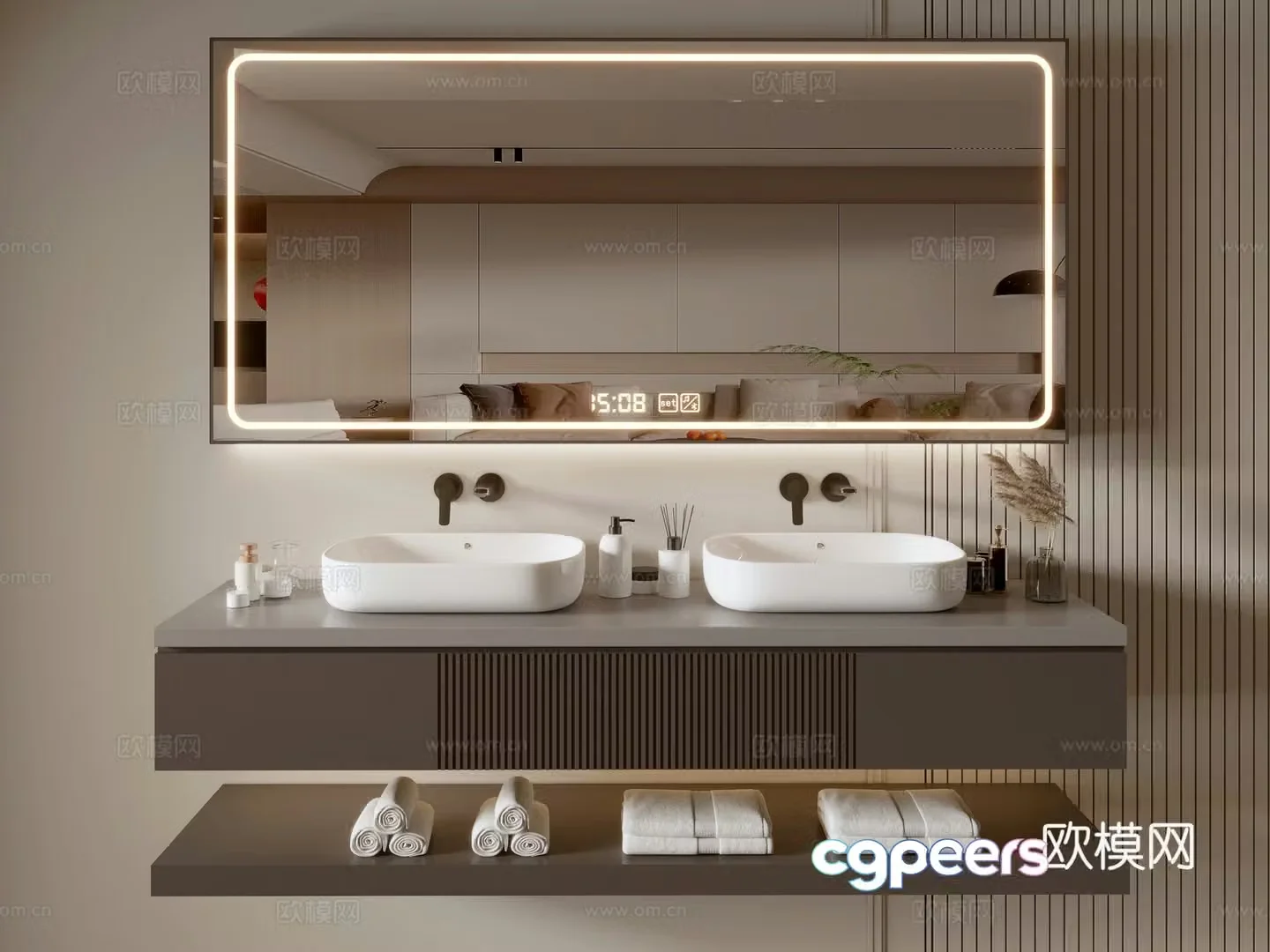 Modern bathroom cabinet bathroom basin bathroom ornaments mirror cabinet sink 3d model