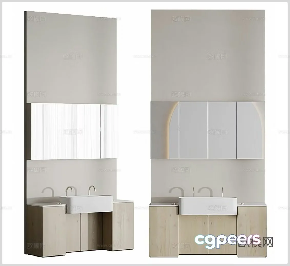 Wasabi Washing Desk B&B Bathroom Cabinet Bathroom Mirror On-Counter Basin Washing Desktop 3D Model