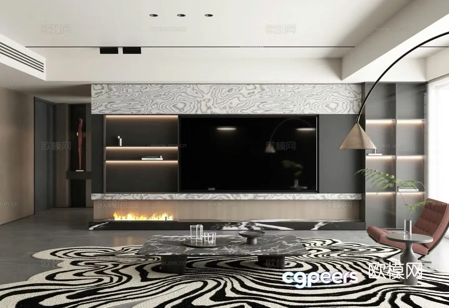 Italian style TV wall 3d model