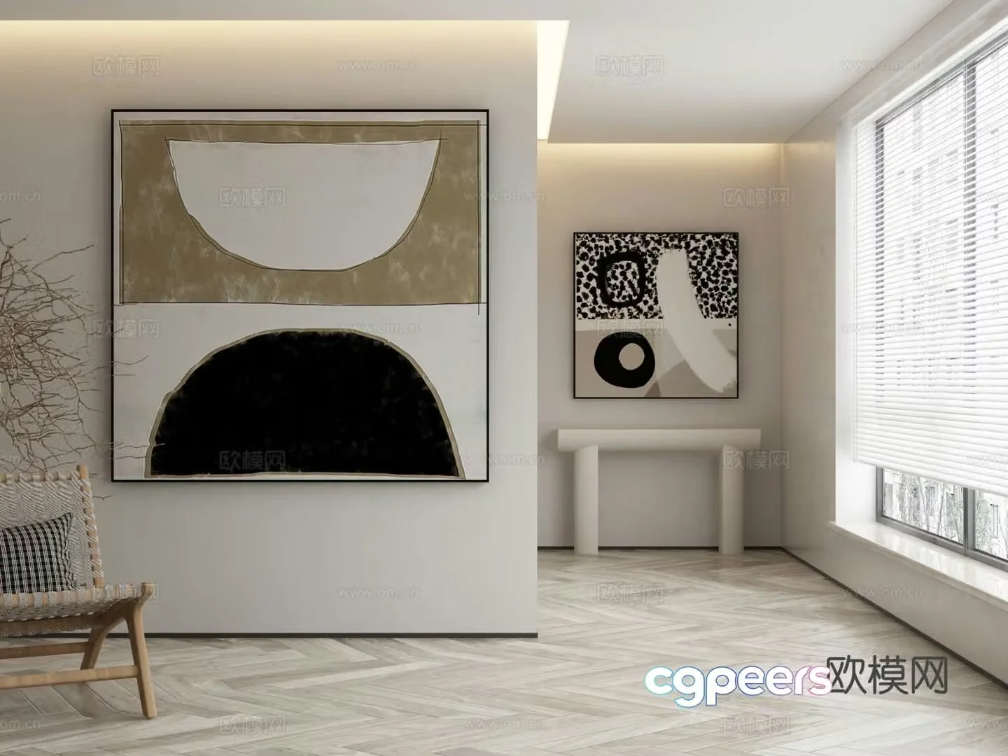Modern texture painting decorative painting 3d model