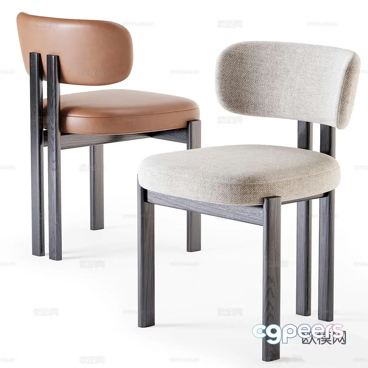Modern chair dining chair single chair 3d model