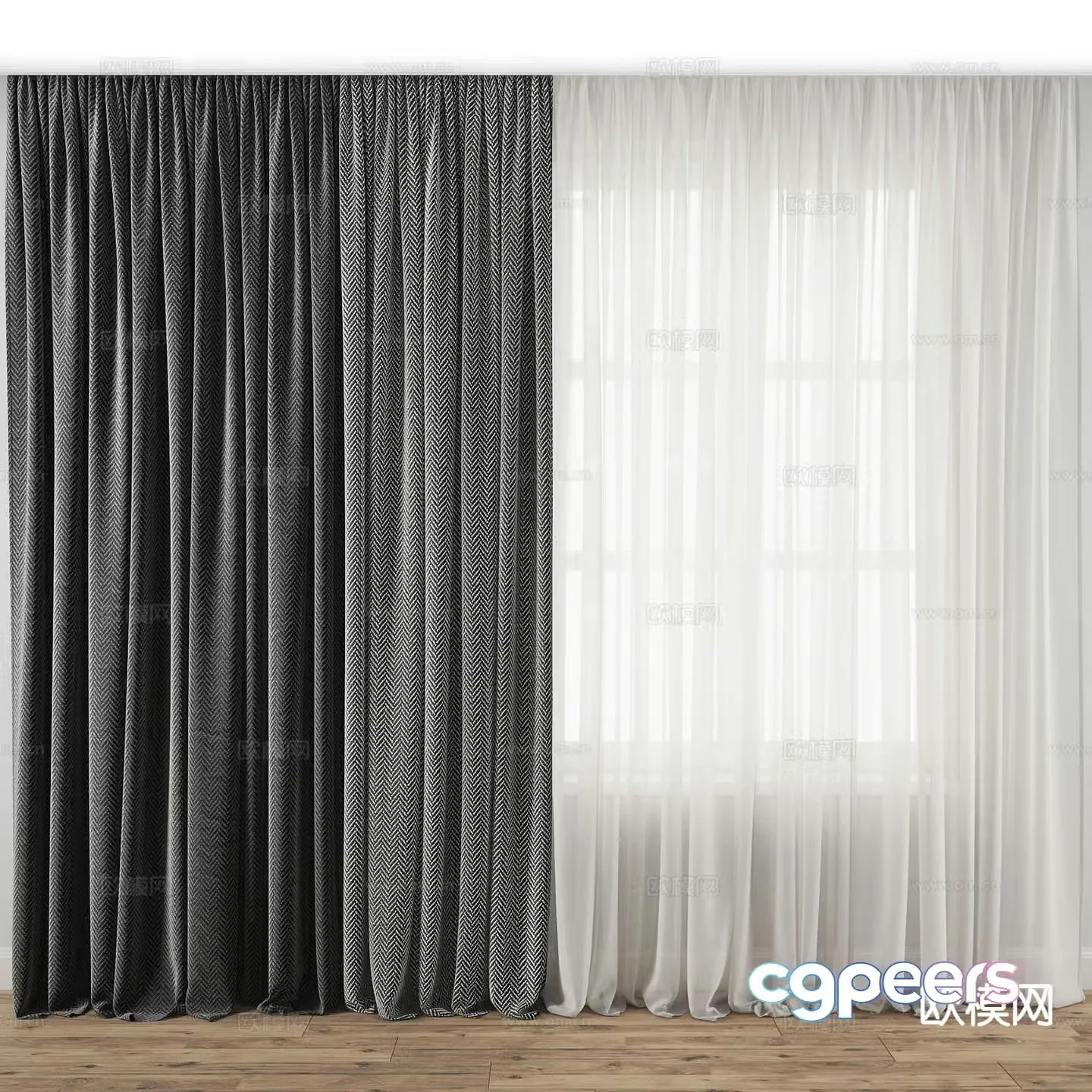Modern curtains 3d model window screen