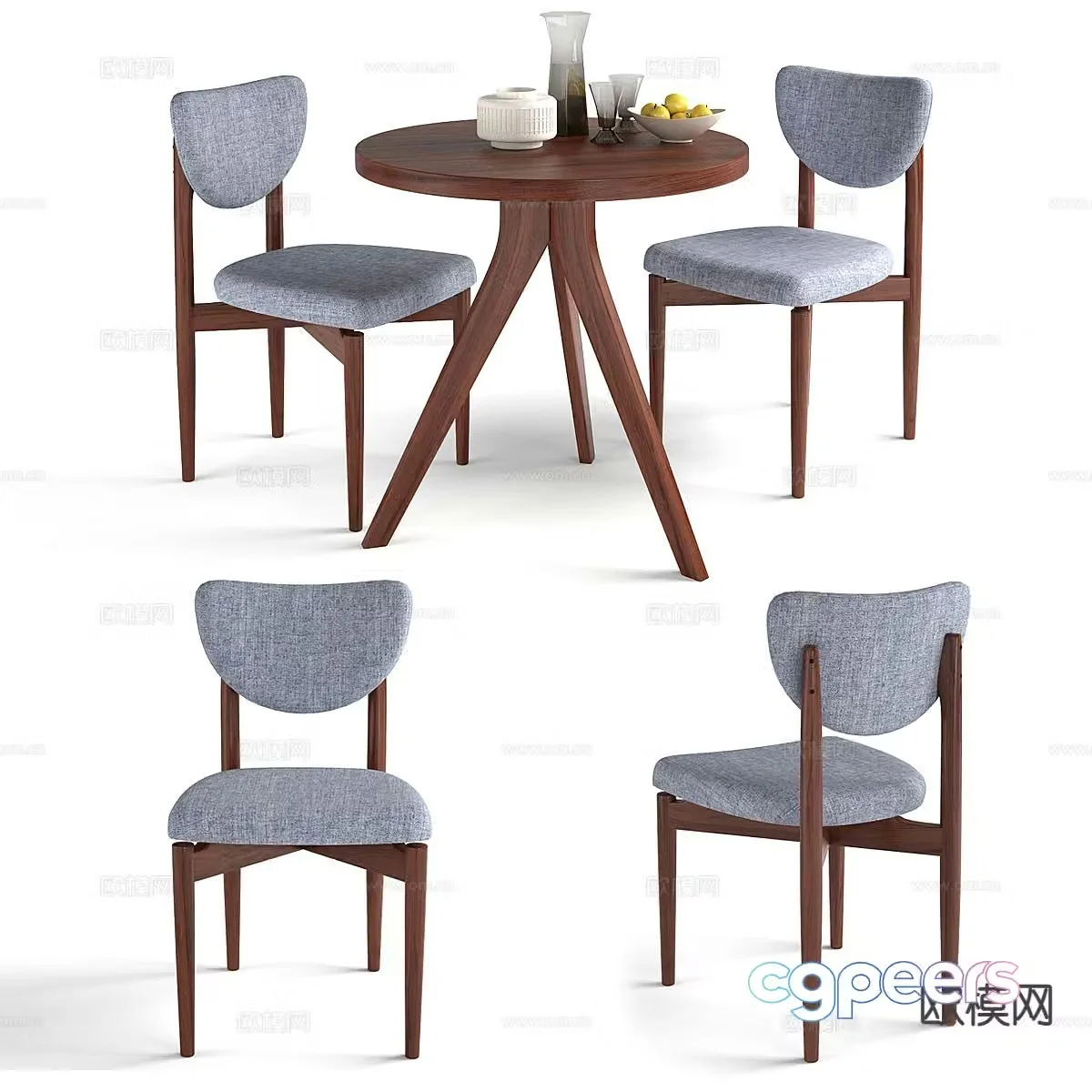 Modern leisure table and chairs 3d model