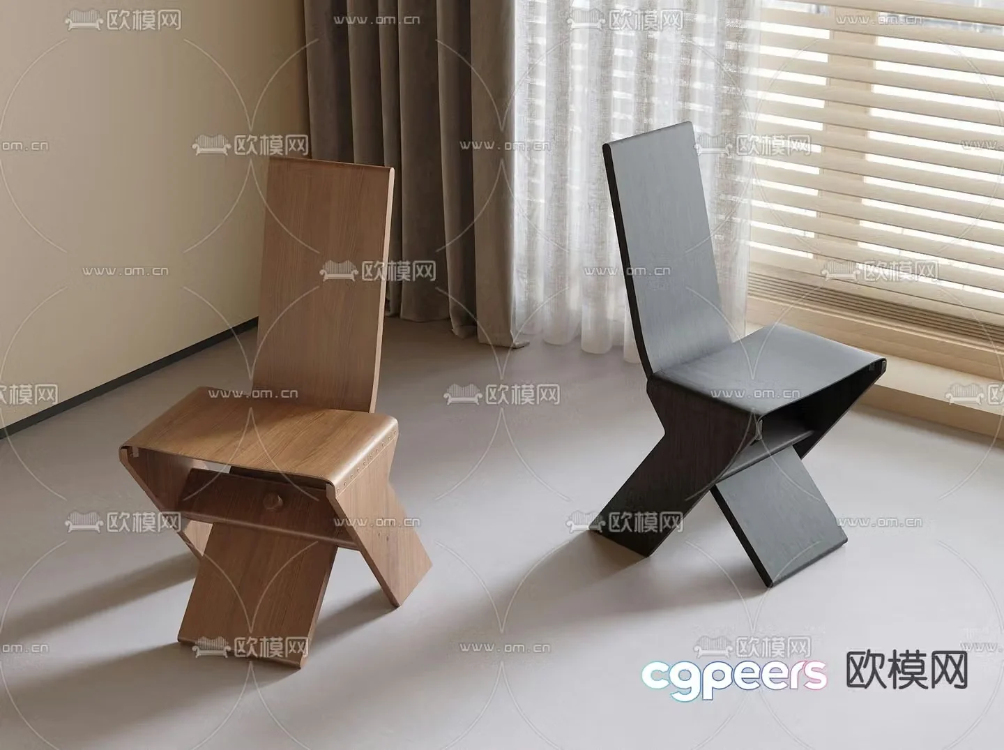 Wabi-sabi chair dining chair 3d model