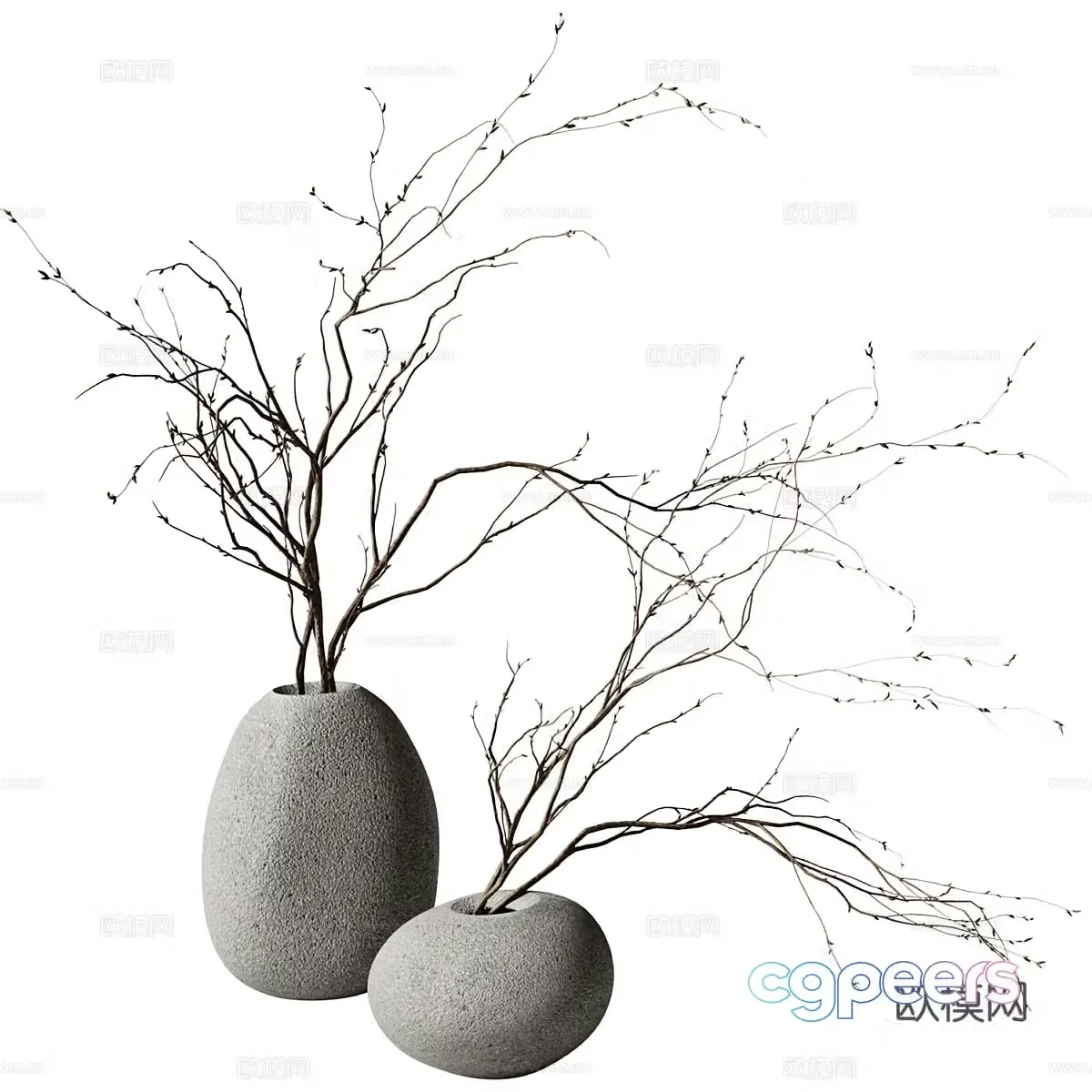 New Chinese style Wavering Vase Flower Art Dry Branch 3D Model