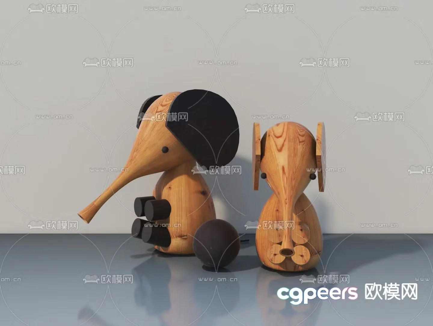 elephant toy doll wooden toy 3d model