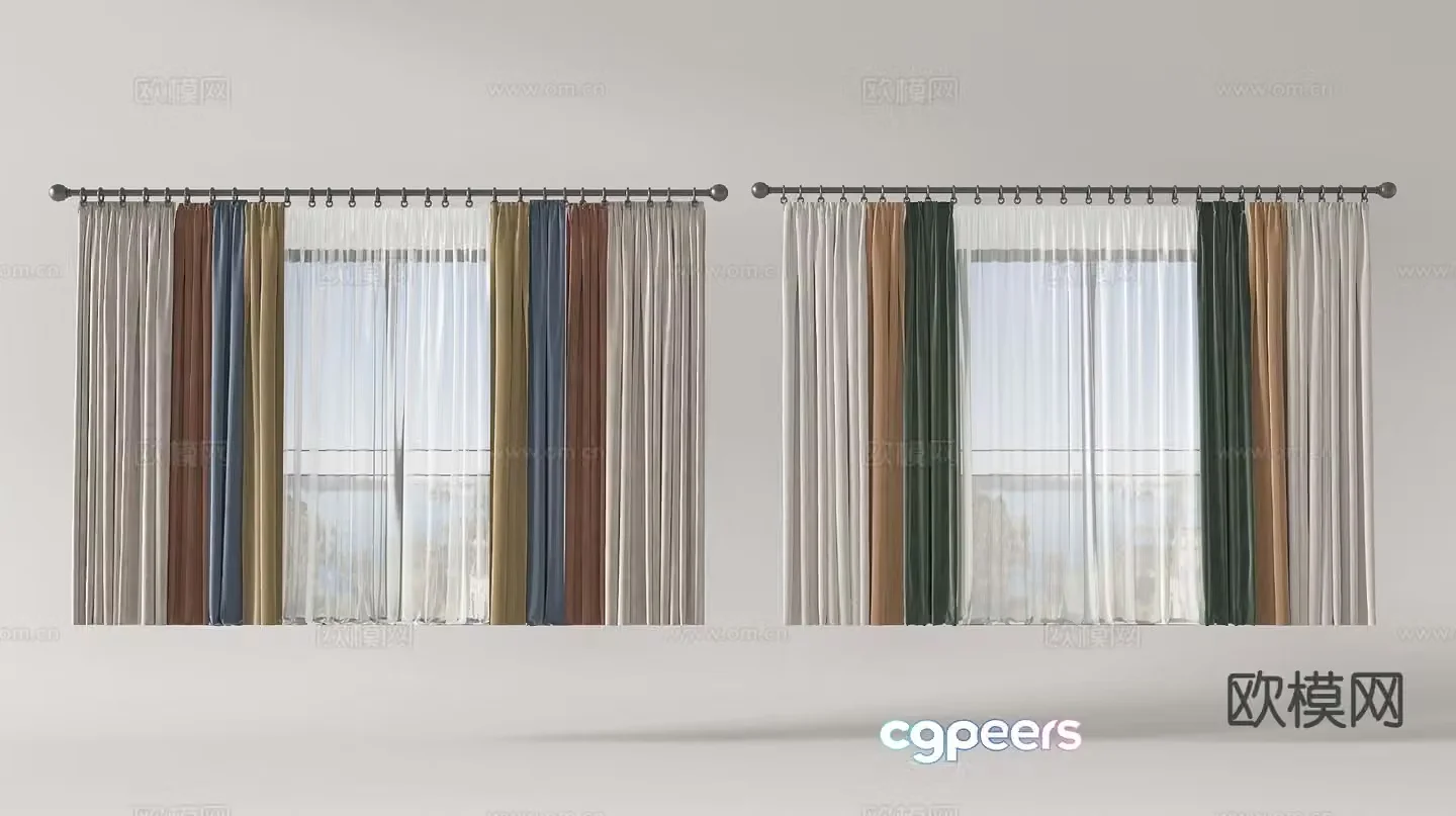 Modern curtains screens curtains gauze curtains curtains 3d model