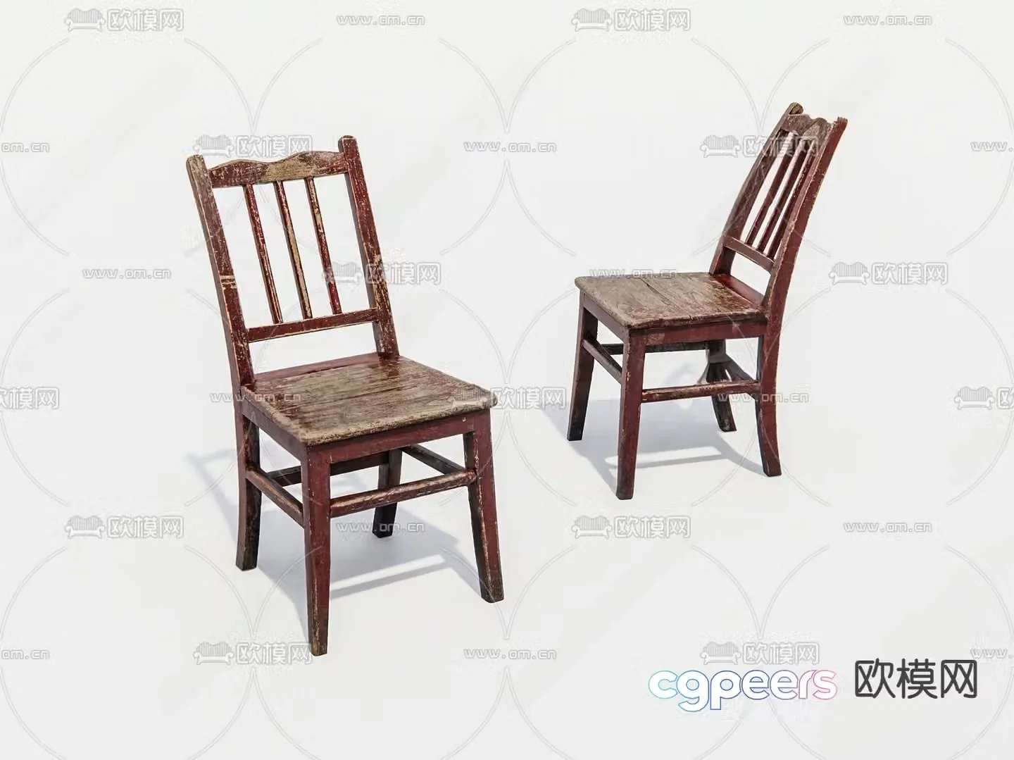 Chinese old wooden chair single chair 3d model