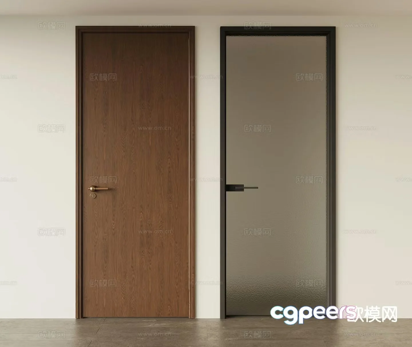 Medium style single-open door swing door bedroom door bathroom door 3D model