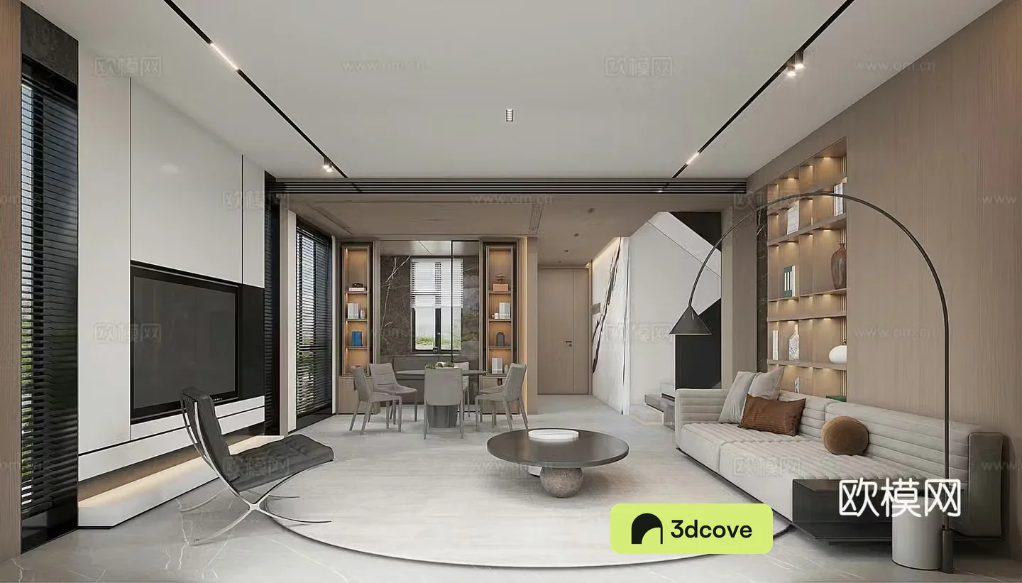 Modern living and dining room
