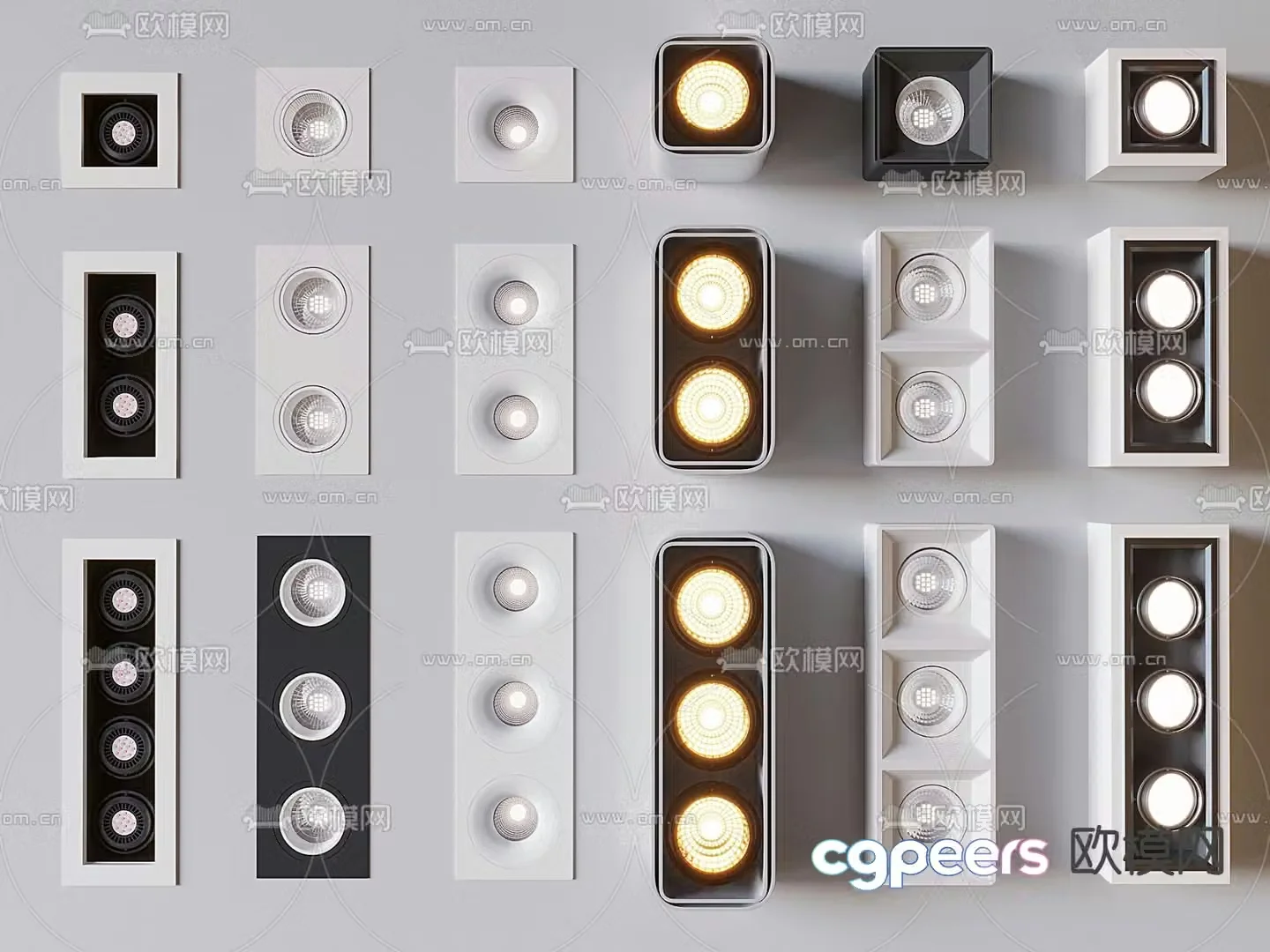 Surface mounted downlight spotlight grille lamp bull eye lamp 3d model