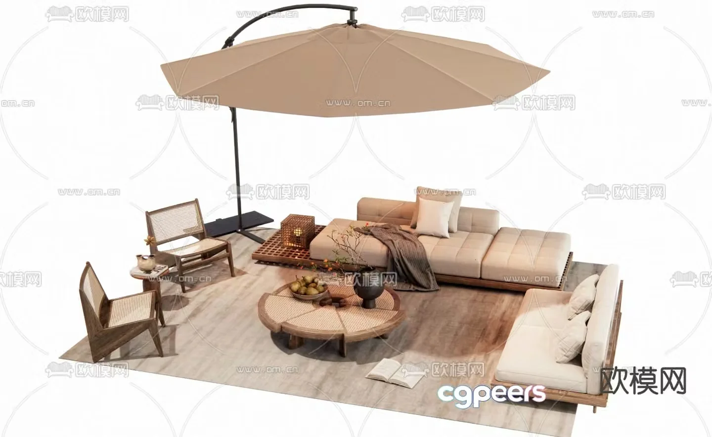 Outdoor sofa modular sofa 3d model