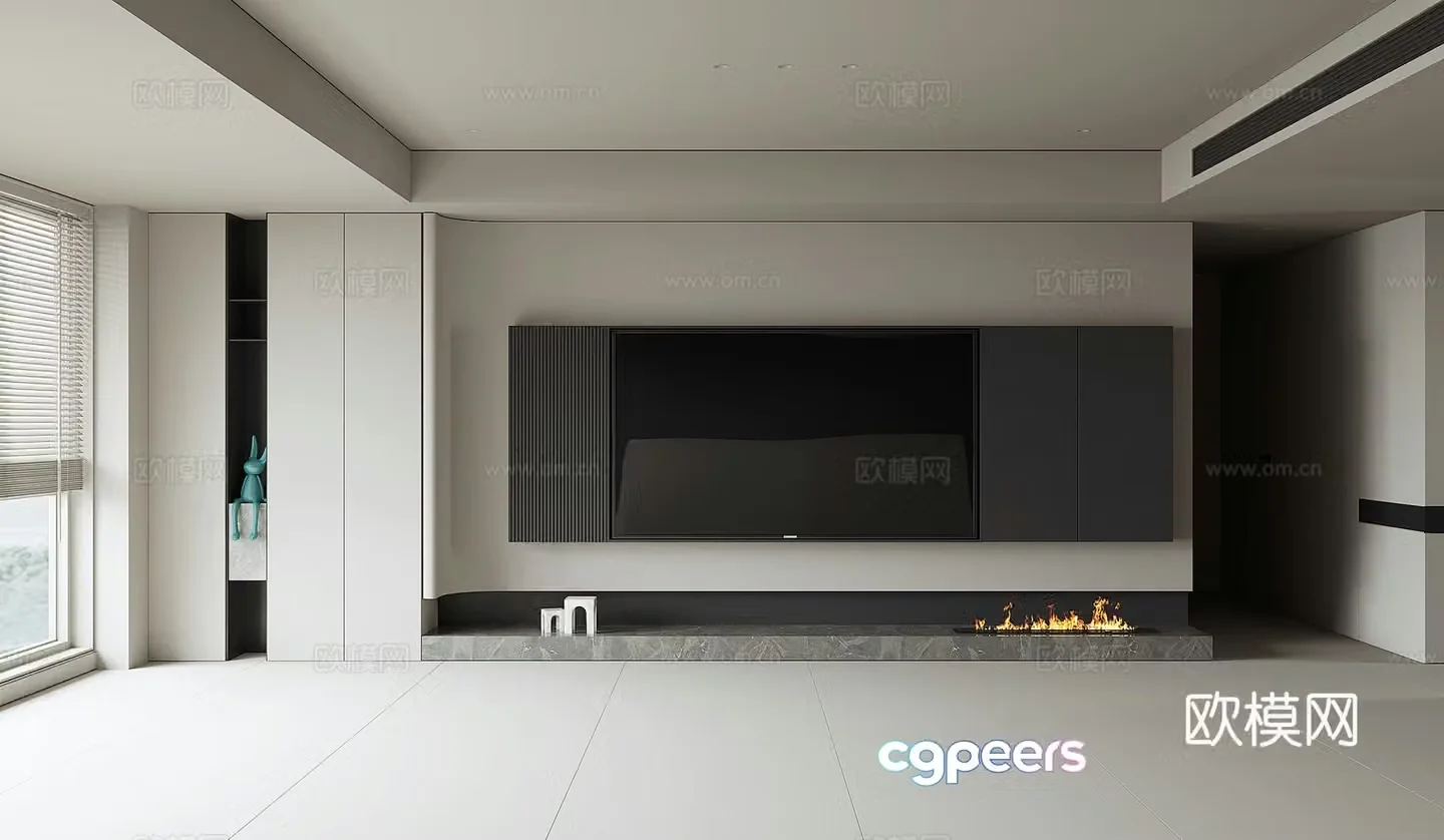 Modern TV background wall 3d model