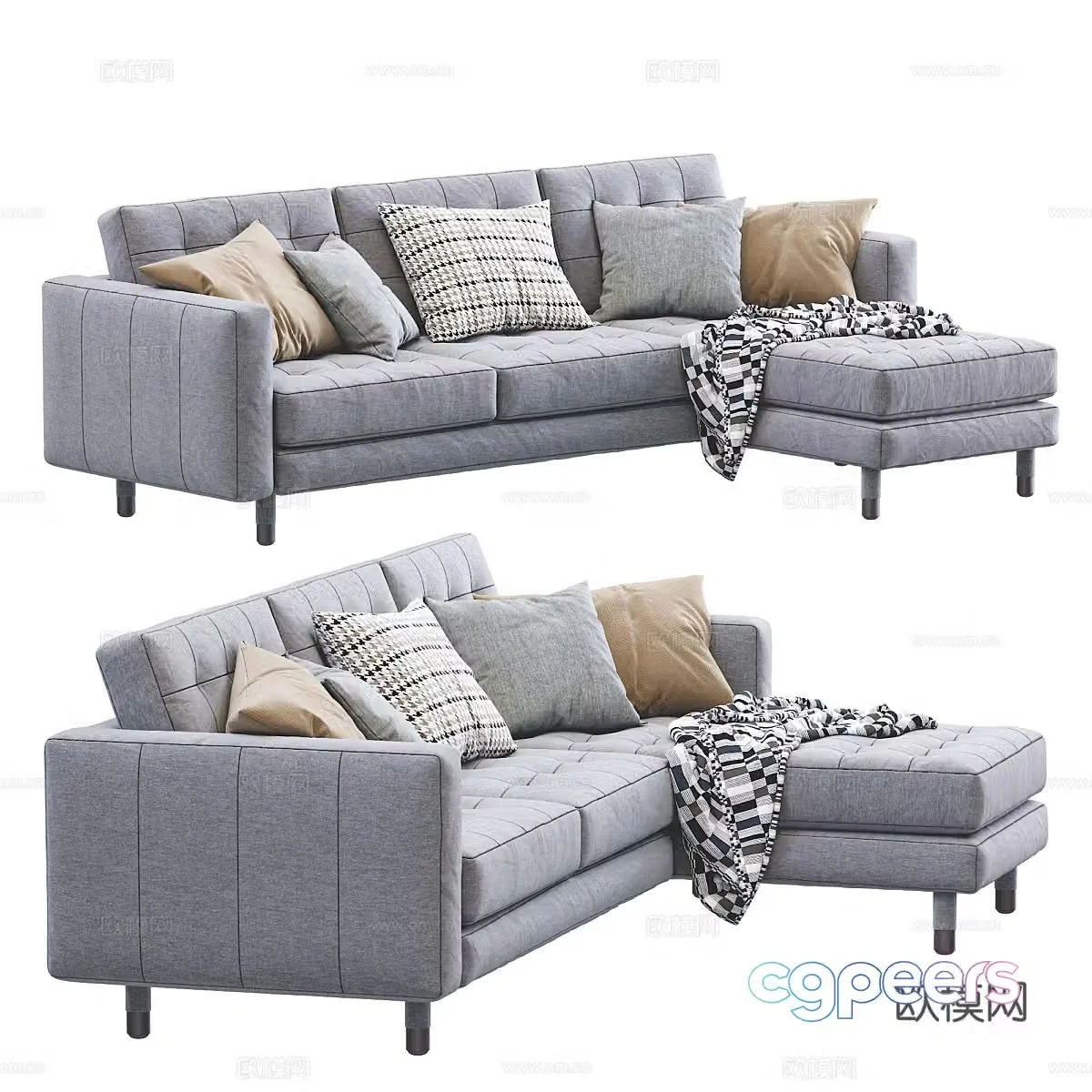 Modern Nordic corner sofa 3d model