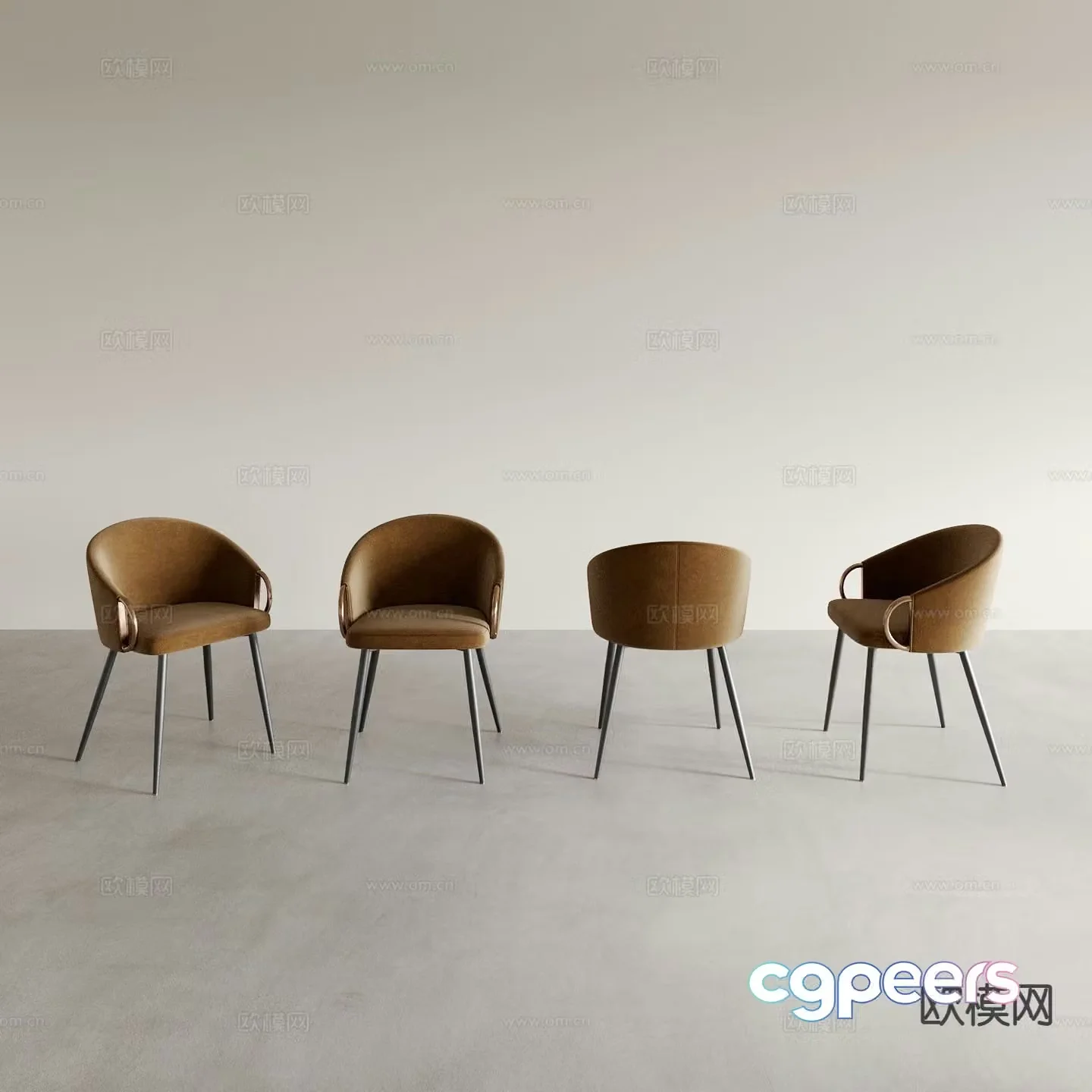 Modern chair dining chair back chair tea chair 3d model