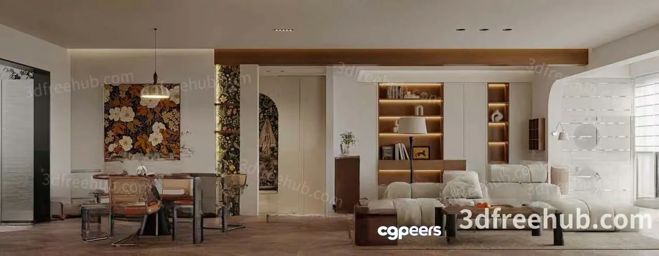 Modern Living Room 3D Model – 18909 – VRAY Render