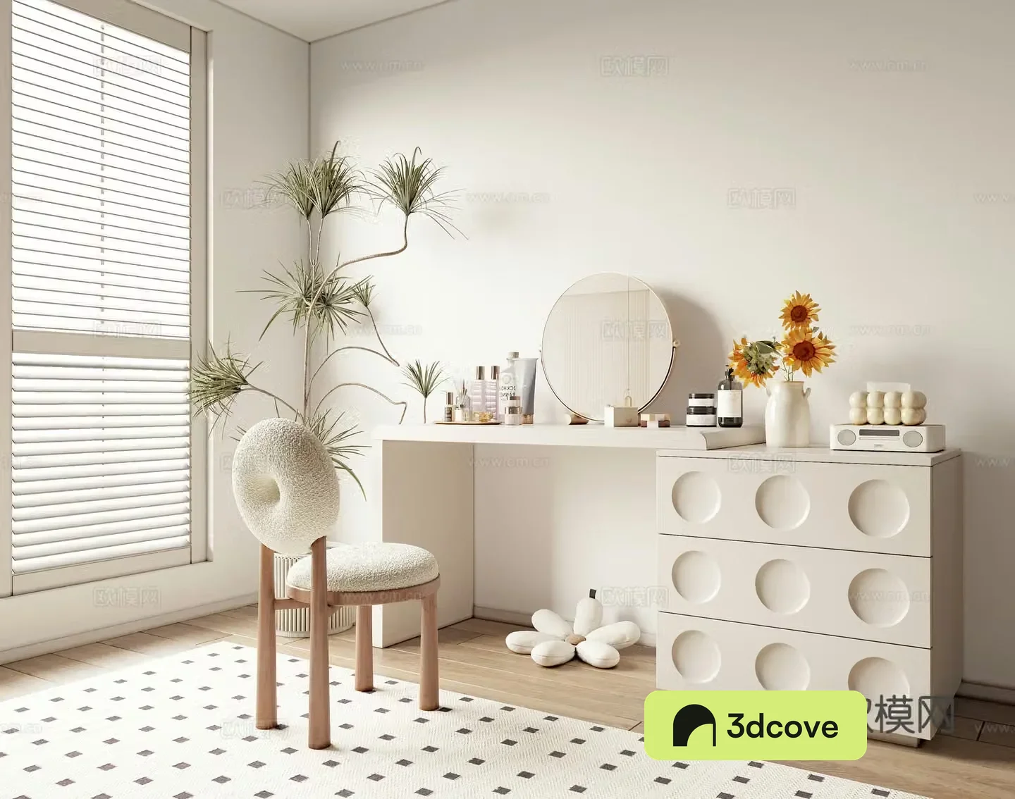 Cream style dressing table cosmetics ornaments