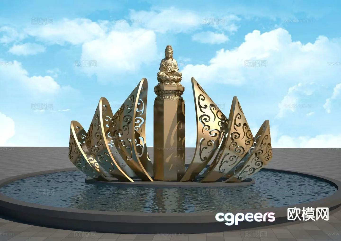 Buddha sculpture landscape sculpture 3d model