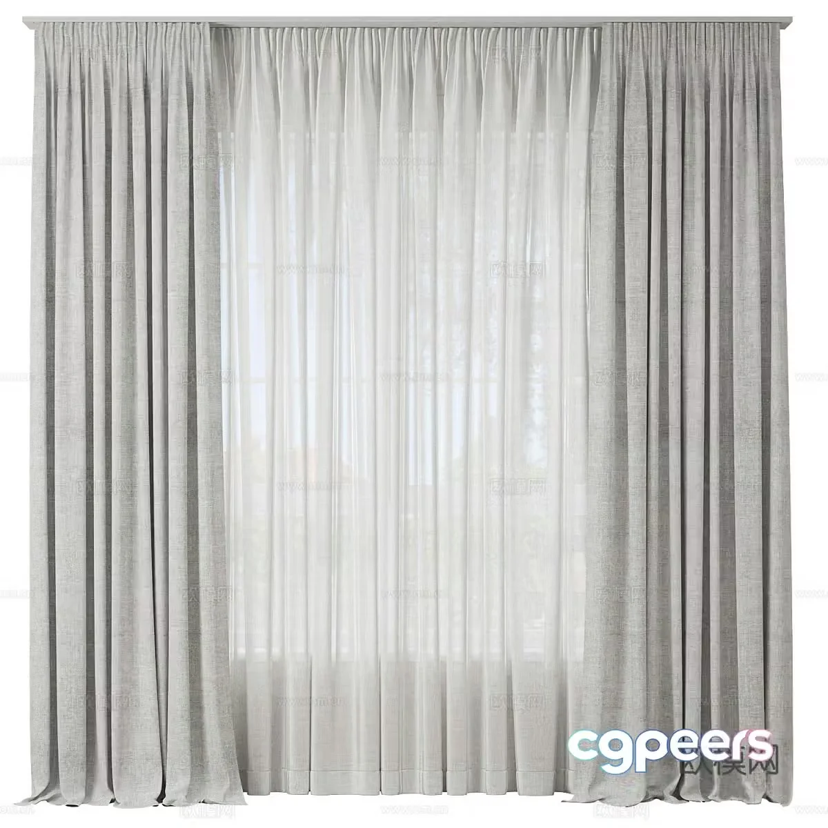 New Chinese curtains gauze curtains 3D model