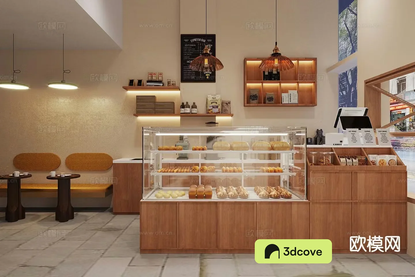 Middle style coffee shop cafe 3d model