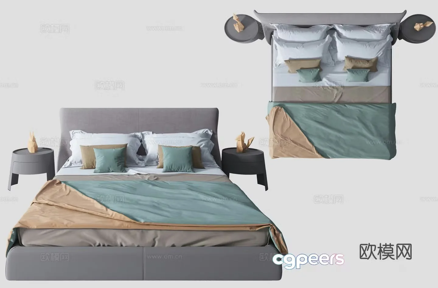Modern style bed model combination 3d model