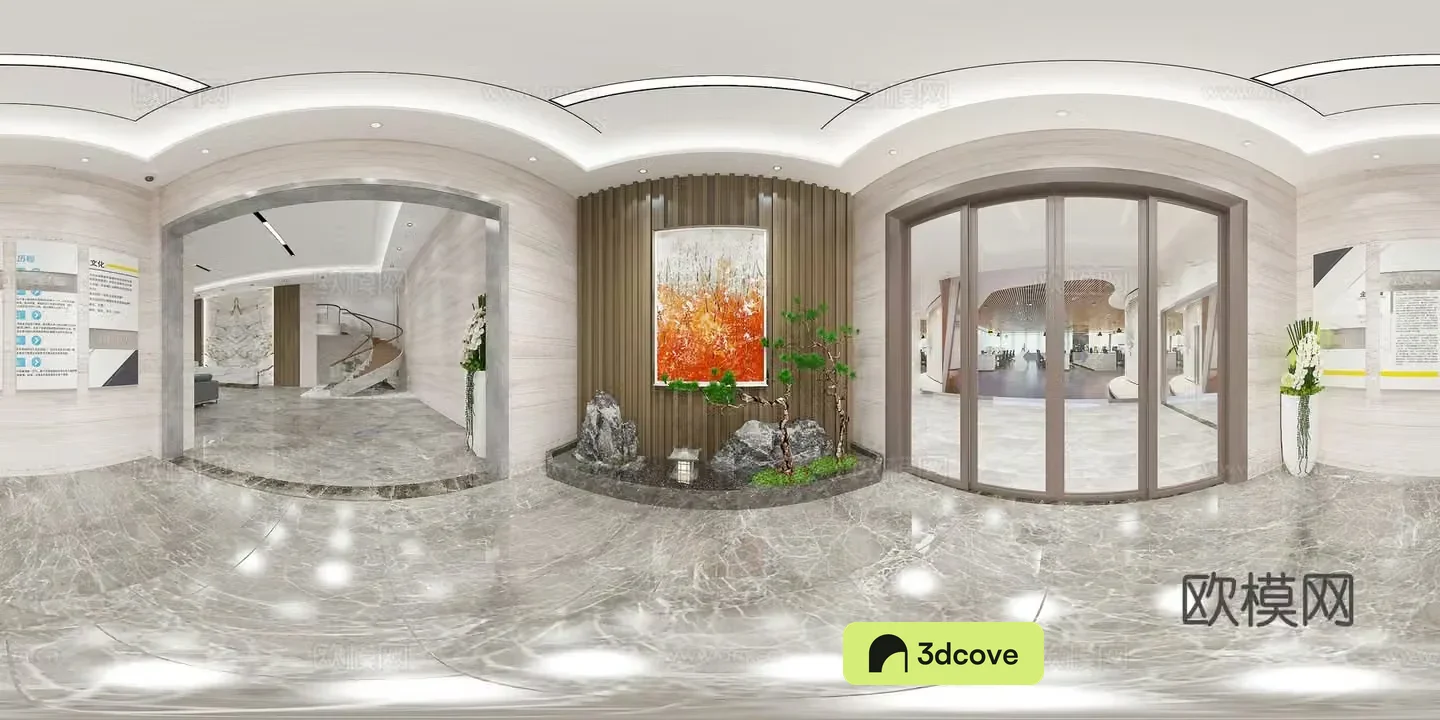 Modern office foyer cr panoramic
