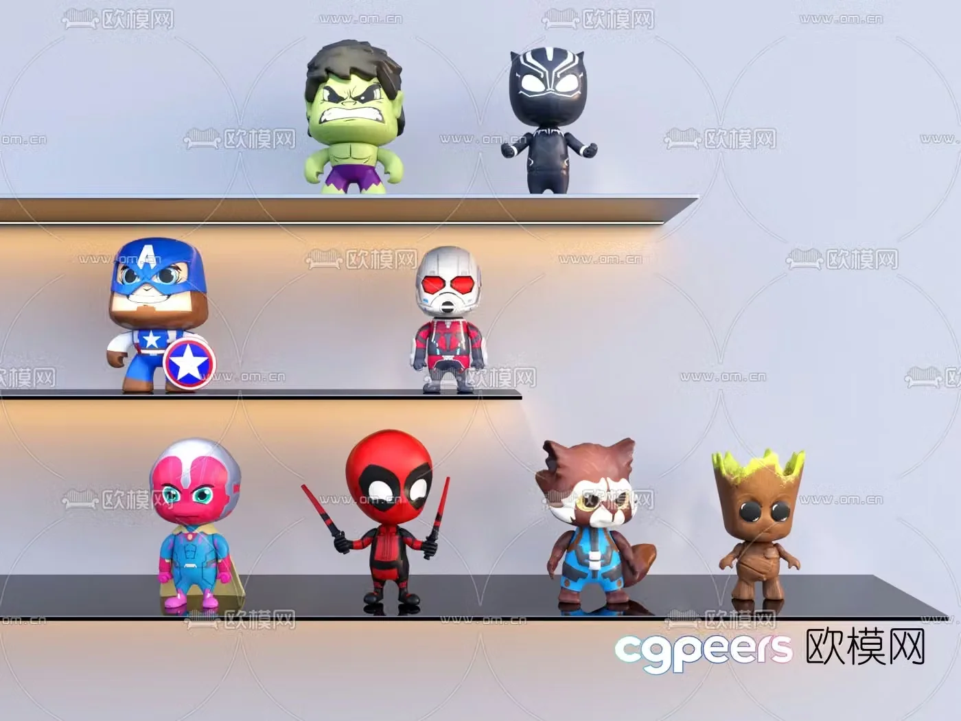 Modern Marvel character toy ornaments 3D model