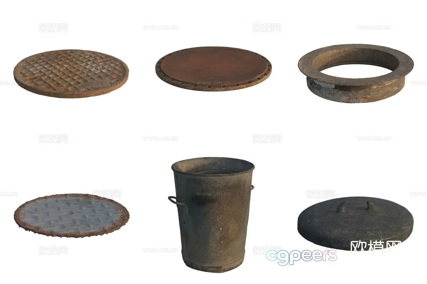 Trash can sewer manhole cover 3d model