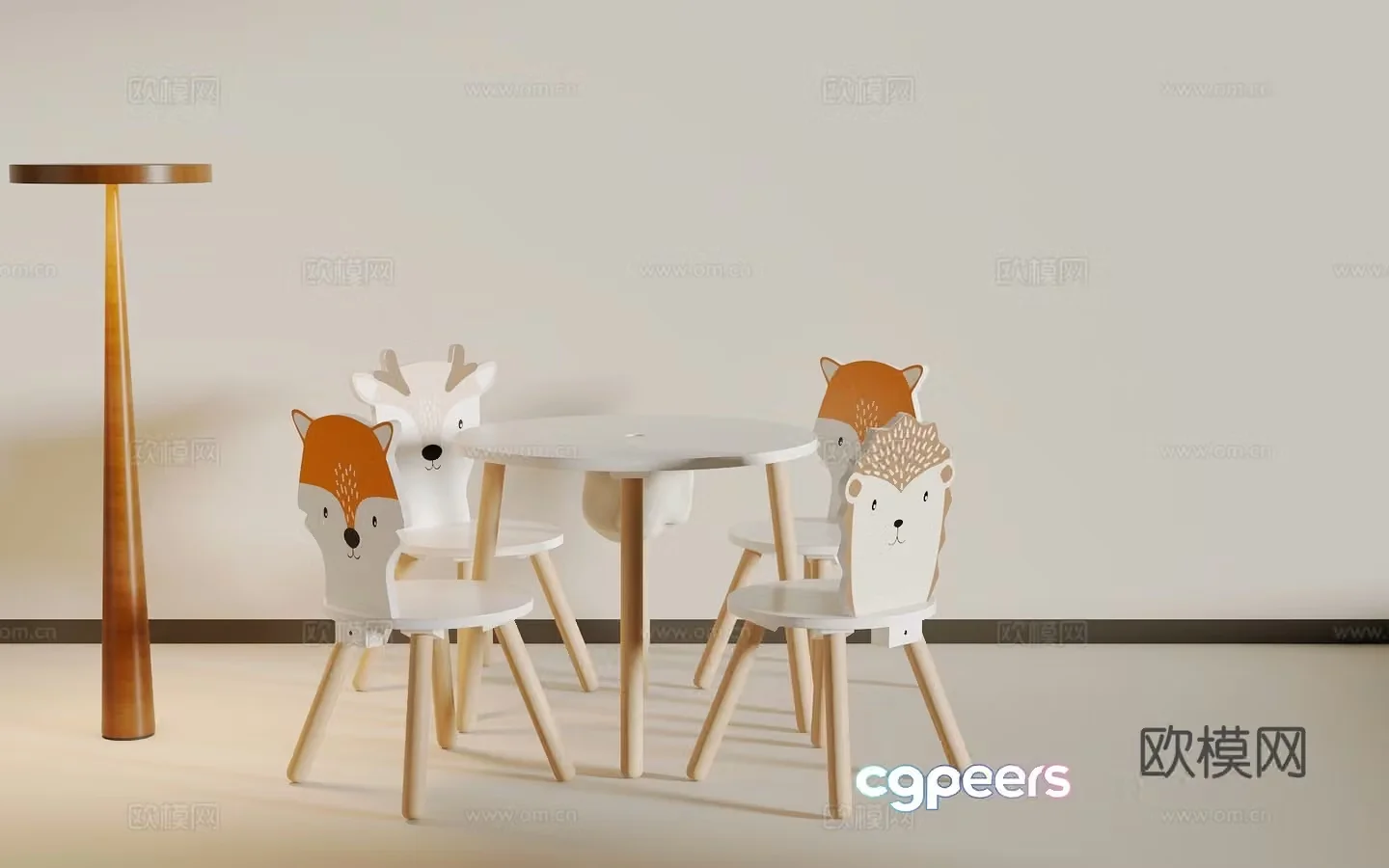 Cute children’s dining chair 3d model