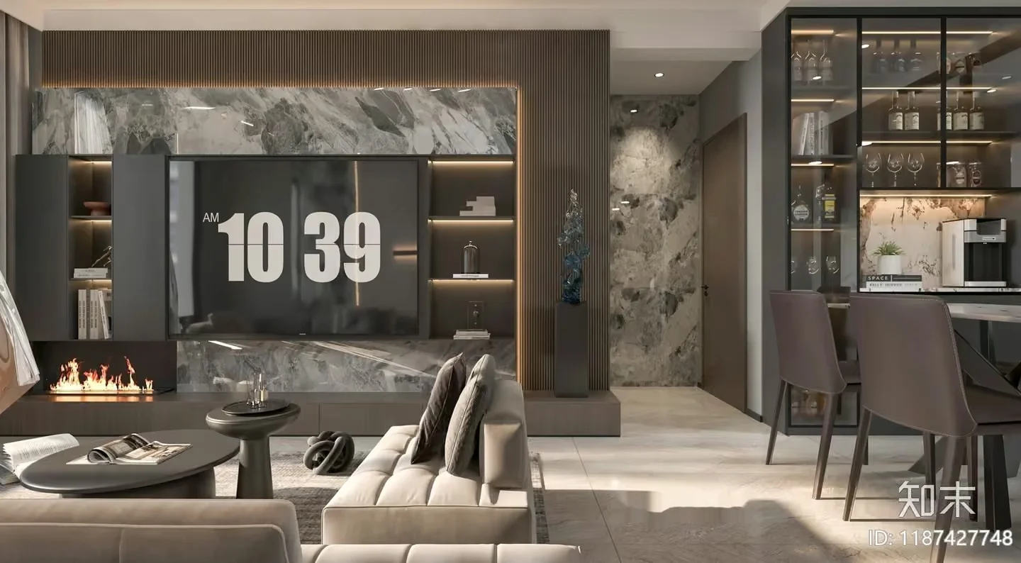 Modern Living Room 3D Model – 12385 – VRAY Render