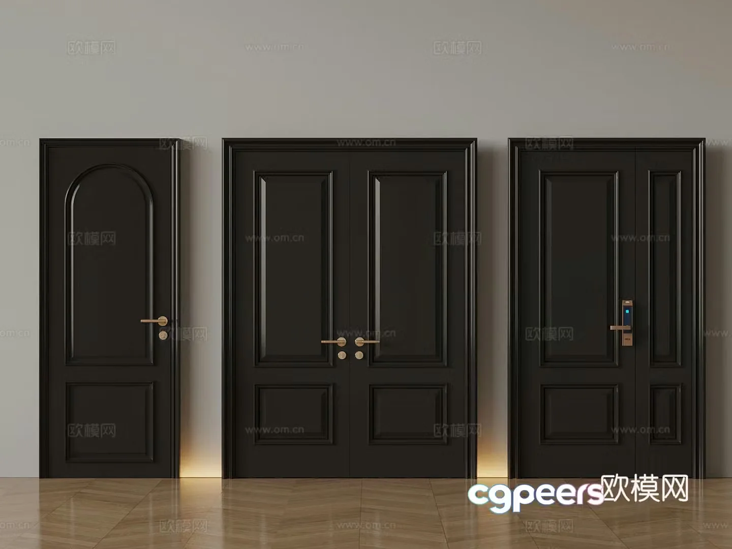 French single-door double-door 3D model